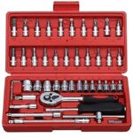 46 in 1 Pcs Tool Kit and Screwdriver and Socket Set Multi Purpose Tool Case Essential DIY Repair Tool Set for Home and Office (Multicolor)