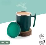 MAGIC SPOON Stainless Steel Travel Coffee Mug with Handle, Insulated Tea Cup, BPA-Free Double Wall Tumbler for Hot-Cold Beverages, Office, Home, Car- Brown-Green, (Combo Pack (300ml X 2)) - Image 8