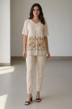 Bollyclues Women’s Floral Printed Top | Soft Polycotton V-Neck Short Sleeve Tunic for Casual & Office Wear | Comfortable Ladies Top - Image 5