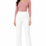 Women's High Waist Wide Leg Trouser Pants | Stretch Knit Formal Palazzo Trousers | Elastic Waist Office, Casual & Travel Wear