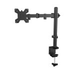 BonKaso Adjustable Single Arm Monitor Stand for Desk | Alloy Steel Durable Mount for 13”-27” Screens | 360° Rotation, Height Adjustable, Cable Management, Space Saving Monitor Arm (Black & White)
