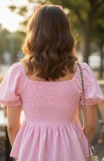 KARMA APPAREL Women’s Striped Pattern Sweetheart Neck Puff Sleeve Top |Trendy Summer, Office, College Wear - Image 3