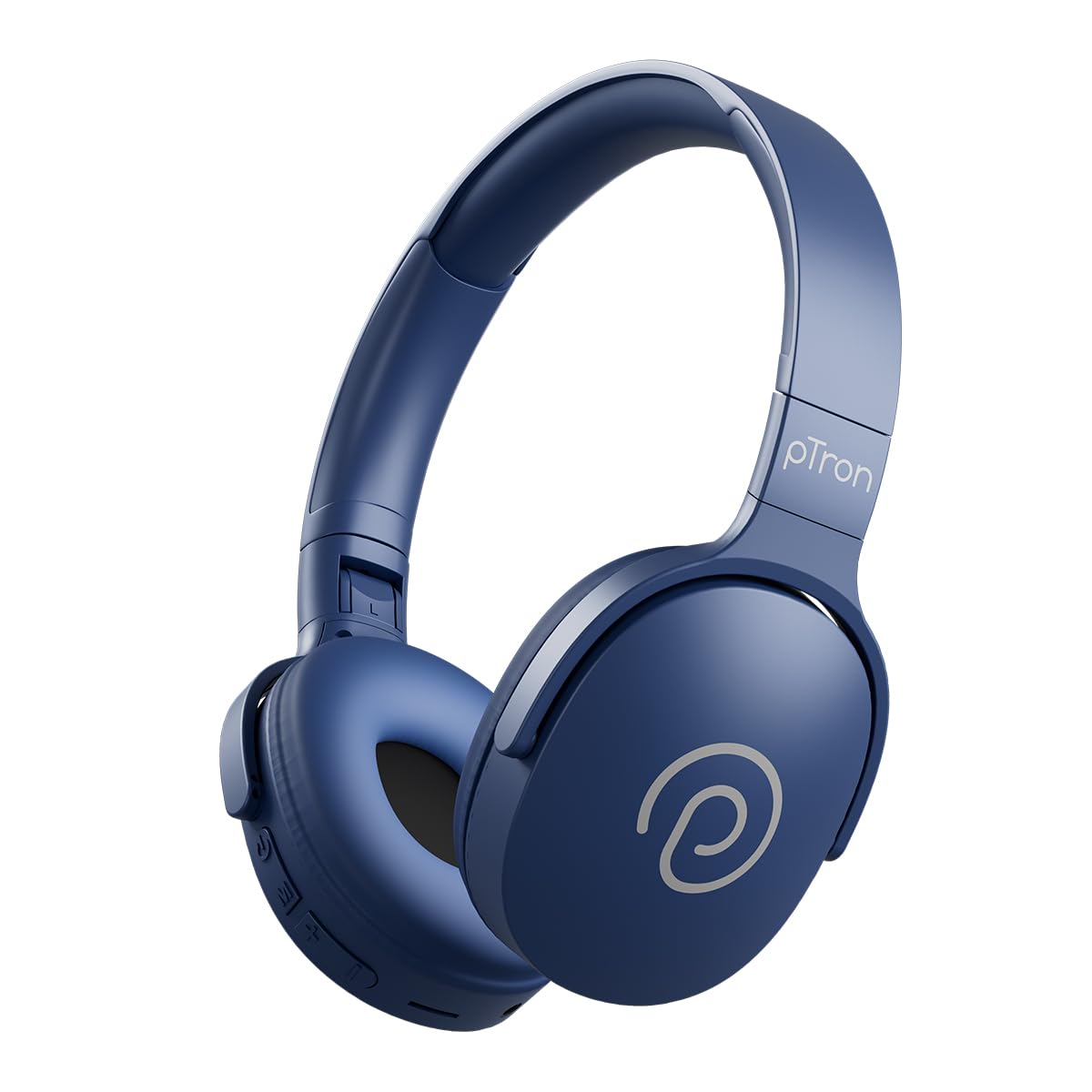 51AUMs7zTkL._SL1200_.jpg pTron Studio w/ 60Hrs Playtime, Wireless Over-Ear Headphones with HD Mic, Dual-Device Pairing, Immersive Sound, 40mm Drivers, BT5.4, 3.5mm Aux Port, TF Card Slot & Type-C Fast Charging (Blue) - Image 1