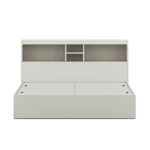 Spacewood Whitora Bed |King Size (78 X 72) Engineered Wood Bed with Box Type Storage | Shelfs in Headboard | 3 Year Warranty | Modern Design |Engineered Wood | Kingston White - Image 3