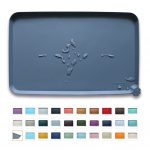 Hoki Found Silicone Pet Food Mats Tray - Non Slip Pet Dog Cat Bowl Mats Placemat - Fda Grade Dog Pet Cat Feeding Mat - Waterproof Dog Cat Food Mats -Pet Water Mats for Carpet, 18. 6" x 11. 8", Gray