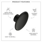 LAPO Premium Drawer Knobs for Home | Stainless Steel Cabinet Hardware | Black Finish | Elegant Round Design for Kitchen & Dressers | Easy Installation | 3 Years Warranty | Pack of 9 - Image 3
