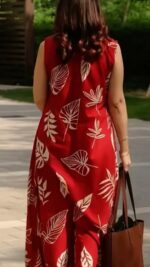 Women Printed Rayon Sleeveless Kurta Palazzo Set Ethnic Traditional Outfit Straight Kurta with Flared Comfortable Daily Use - Image 4