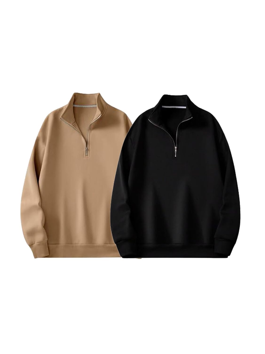 51CRDDG6s4L._SL1500_.jpg Trillion Half Zipper Solid Sweatshirt for Men (Pack of 2) - Image 1