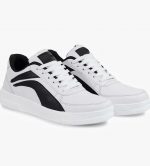 KAMBEK : Don't Just walk, Make a Comeback Men's Casual White Sneakers with Contrast Side Panel, Lightweight Lace-Up Walking Shoes for Travel, Street Style - Image 3