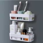 Qubist Bathroom Organiser Self Adhesive Shelf for Wall - No Drill Bathroom Rack, Waterproof & Rust Proof Bathroom Storage Organizer with Soap Holder (1 Bathroom Shelves) - Image 2
