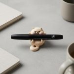Chonky Cat Pen Holder | Cute Kawaii Desk Accessory for Office, Study Table & Home Decor | 3D Printed PLA Cat Desk Companion for Pens, Markers & Stylus (1, Ivory & Blush Pink)