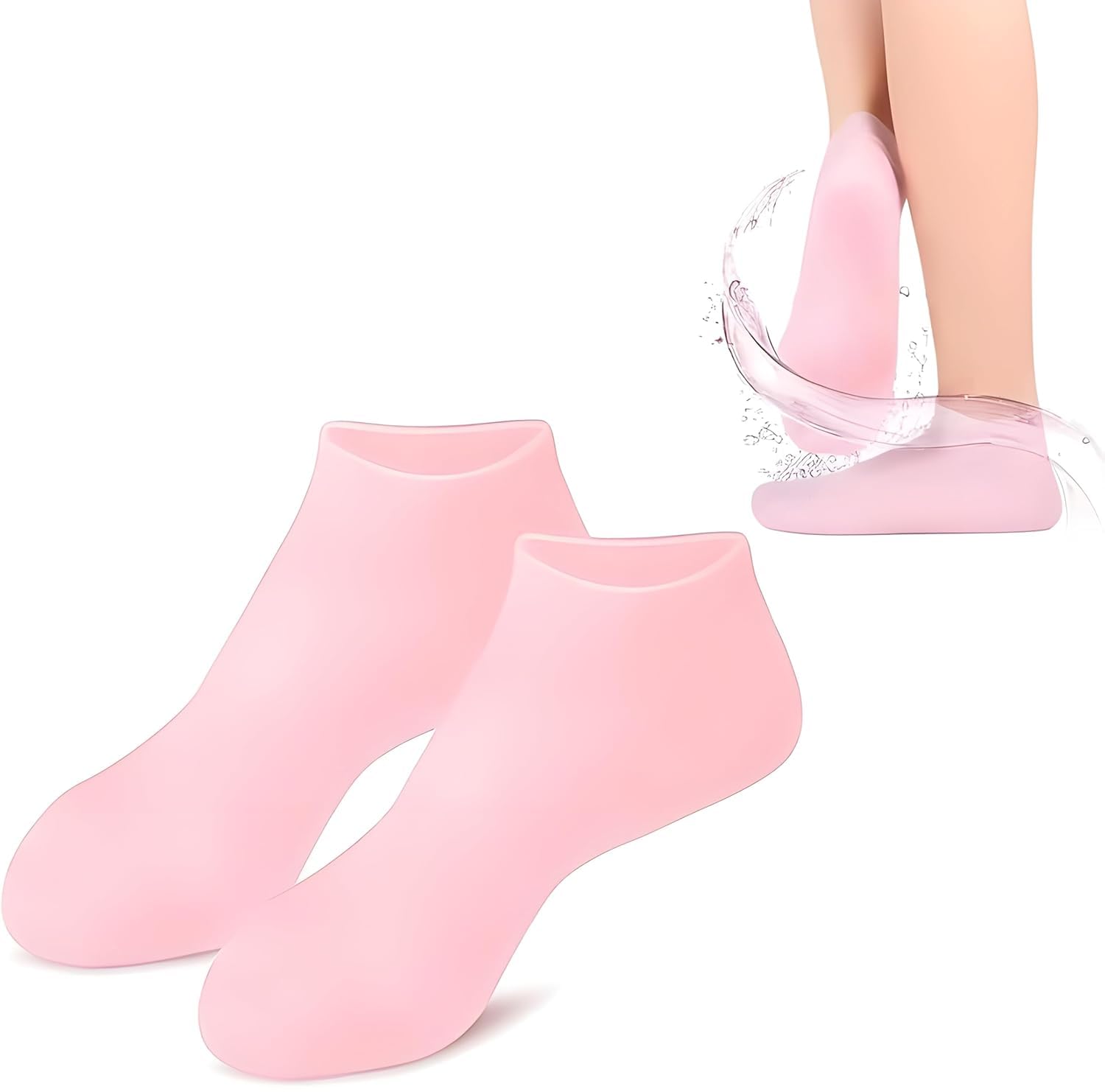 51EMoC-eQL._SL1500_.jpg Hydrating Silicone Gel Spa Socks | Moisturizing Heel Repair Socks with Natural Oils, Aloe & Vitamin E | Anti-Slip Cracked Heel Socks for Dry Feet | Pedicure Spa Softening Socks For Men & Women (1) - Image 1