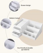 Desk Organizer Storage Box with Drawer | Multi-Compartment, For Office, Study & Makeup Storage, Stationery Holder, Cosmetic Organizer, Desktop Storage Rack - Image 5