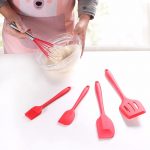 Silicone Kitchen Utensil 5 PCS Silicone Non-Stick Cookware Baking Full Set Shovel Silicone Shovel Oil Brush Egg Beater Cooking Spoon Shovel Cooking Kitchenware Red - Image 5