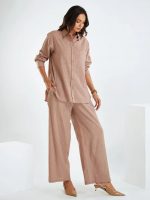 Amazon Brand - Anarva Women's Pure Cotton Kurta Set | Relaxed Fit Shirt & Palazzo Pants | Soft and Breathable | Summer Kurta Sets for Women | Daily Office Casual Western Vacation Travel Wear - Image 4