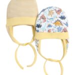 BUMZEE Baby Boys Cotton Printed Ear Flap Tying Cap Pack Of 2