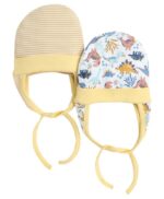 BUMZEE Baby Boys Cotton Printed Ear Flap Tying Cap Pack Of 2