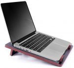 Wooden Laptop Stand with Ventilation Grid, Ergonomic Slanted Laptop Holder with Hexagonal Cutouts, Anti-Slip Stoppers, Cooling Laptop Riser for Desk