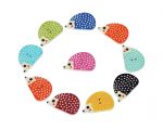 Wooden Buttons Hedgehog 6 Pack - Scrapbooking Buttons - Crochet & Knitting Printed Designer Buttons for Art and Craft, Sewing, Decorations