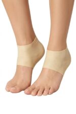 Zency Moisturising Heel Care Socks, Beige, Rubber, One Size Fits Most, Open-Toe, Anti-Slip, Cracked Heel Repair, 2 pair - Image 2