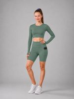 Women’s Gym Co-Ord Set | Full Sleeve Crop Top & High Waist Biker Shorts | Yoga Workout Activewear Set for Running, Fitness, Cycling & Lounge Wear - Image 6