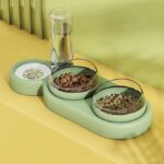 Emcapt Wet and Dry Food Pet Utensils Bowl for Small and Adult Dog Cat | Rotatable & Detachable Pet Feeder Bowl | Automatic Water Dispenser Bottle, Pet Feeder for Small Animals (Pack of 1) (Design 1)