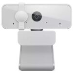 Lenovo 300 FHD Webcam with Full Stereo Dual Built-in Mics | FHD 1080P 2.1 Megapixel CMOS Camera with USB |Ultra-Wide 95° Lens, 4X Digital Zoom | 360 Rotation | Flexible Mount | Cloud Grey