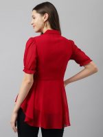 KERI PERRY Women's Georgette Solid Flared Western Regular Fit Top|Winter Top|Western Top| Top for Women|Latest Women Top|Trendy Women Top|New Launched - Image 5