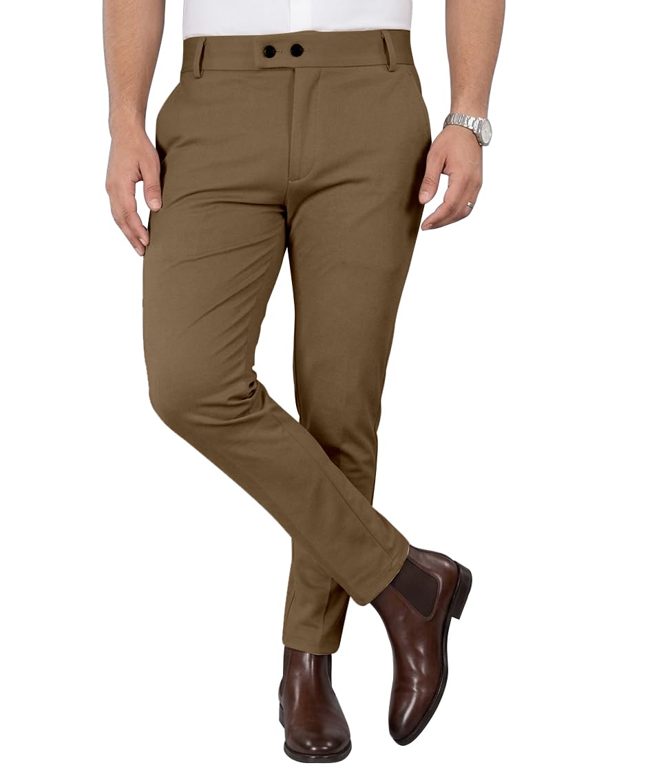 51LJfikZXHL._SL1133_.jpg Mehrang Men's Stretchable Stretchable Formal Pant Trousers | Stylish Slim Fit Men's Wear Trousers for Office or Party | Polycotton Knitted Fabric - Image 1