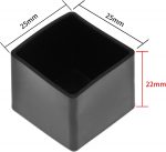 Big Commerce Square Rubber End Caps 25mm (1 Inch) – Pack of 4 | Rubber Chair Leg Caps for Square Pipes | Anti-Slip Furniture Leg Protectors & Floor Protection Covers - Image 4