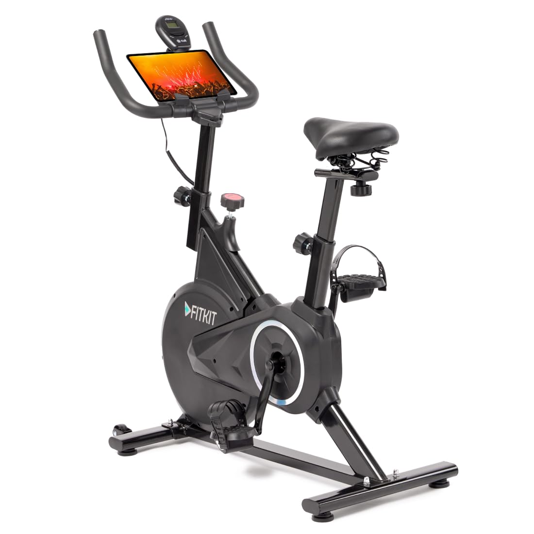 51MaU5so0XL._SL1100_.jpg Fitkit by Cult FK7001 Spin Bike with 6Kg Flywheel, LED screen, Adjustable Brake Pad Resistance with Belt Drive System for Fitness at Home Workouts|Max Weight : 110 kg (Black) - Image 1
