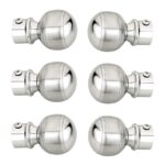 Stainless Steel Ball Curtain Bracket Set with Finials, Curtain Rod Holder Set for Doors & Windows, 1 Inch Parda Rod Holder for Doors & Window (6 pcs Parda Bracket,Silver)