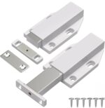 Magnetic Push Latch Heavy Duty Push to Open Cabinet Hardware Magnetic Touch Latches for Large Door Push Release Latches Kitchen Drawer Push Catch Press Out Latch (White, 2 Pack)