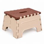 7 Inches Foldable Plastic Step Stool for Home & Kitchen, Portable Non-Slip Folding Stool, Heavy Duty Multipurpose Foot Rest for Bathroom, Office & Outdoor Use (Brown-Ivory)