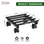 Urban Plant Heavy Duty Plant Stand with Wheels | Wheel Pot Trolley for Balcony, Indoor & Outdoor | Rust-Proof Metal Gamla Stand (Black Square Caddy - Pack of 4) - Image 2