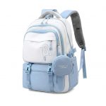 LUXONIX Cute Bow Cartoon School Bag College Laptop Backpack for Women & Teens with Zipper Pouch | 18 Inch Book Backpack - Cute Accessory | Travel - Camping, Tuition, Coaching