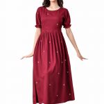 Ichaa Women's Aqua Rayon Printed Maternity Dress with Feeding Zips and Pocket, in Plus Sizes