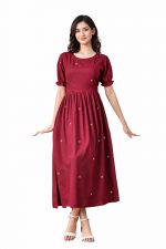 Ichaa Women's Aqua Rayon Printed Maternity Dress with Feeding Zips and Pocket, in Plus Sizes