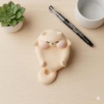 Chonky Cat Pen Holder | Cute Kawaii Desk Accessory for Office, Study Table & Home Decor | 3D Printed PLA Cat Desk Companion for Pens, Markers & Stylus (1, Ivory & Blush Pink) - Image 2