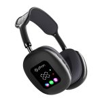pTron Studio Pixel, 70hrs Playtime, Dual Device Pairing, Wireless Over Ear Headphones w/HD Mic, TruTalk AI-ENC Calls, 40mm Drivers, Pristine Sound, RGB Display, BT5.3 & Type-C Charging (Jet Black)