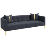Furny Styling 3 Seater Fabric Sofa Set (Dark Grey) | Soft Velvet Fabric | Modern Design | Comfortable Seating | Living Room Furniture - Image 4