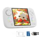 an-bernic RG CubeXX Handheld Gaming Console for Boys 7-14, 3.95'' IPS Display 64GB Preloaded Retro Video Game, 3200mAh Battery, 30+ Emulators, WiFi, Bluetooth, TV-Out, Type-C, RGB Lighting (White)