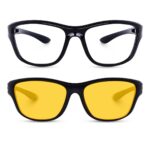 Sports Sunglasses COMBO, UV Protected Wraparound Design, 2 Pack with Night Driving Yellow Lens and Black Sport Lens - Image 2