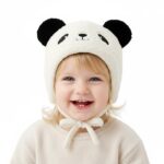 SNOWIE SOFT® Panda Styling Toddler Baby Cap 6-36 Months, Warm Plush Knitted Beanie Winter Cap for Baby Girl Boy with Chin Strap and Cute Ears for Ear Protection, Cozy Outdoor Hat Christmas Gift