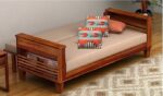 STRATA FURNITURE Sheesham Wood 3 Seater Sofa Set for Living Room Office Home Wooden Sofa Cum Bed with Side Magzine Newspaper Holder (Honey Finish) - Image 4