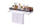 noviux Wall Mounted Bathroom Shelf with Drain Tray, Self Adhesive Storage Rack, Multipurpose Organizer for Kitchen Sink, Toilet Accessories, Soap Holder, Detachable Drip Tray