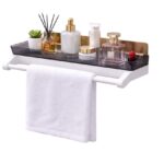 noviux Wall Mounted Bathroom Shelf with Drain Tray, Self Adhesive Storage Rack, Multipurpose Organizer for Kitchen Sink, Toilet Accessories, Soap Holder, Detachable Drip Tray