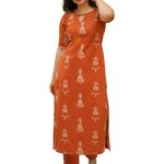 GoSriKi Kurta Set for Women Viscose Printed | Kurti Set for Woman | Kurta Pant Set Women | 2 Piece Set Womens | Round Neck Elbow Length Sleeve Regular Fit Stylish Ethnic Outfit Clothing