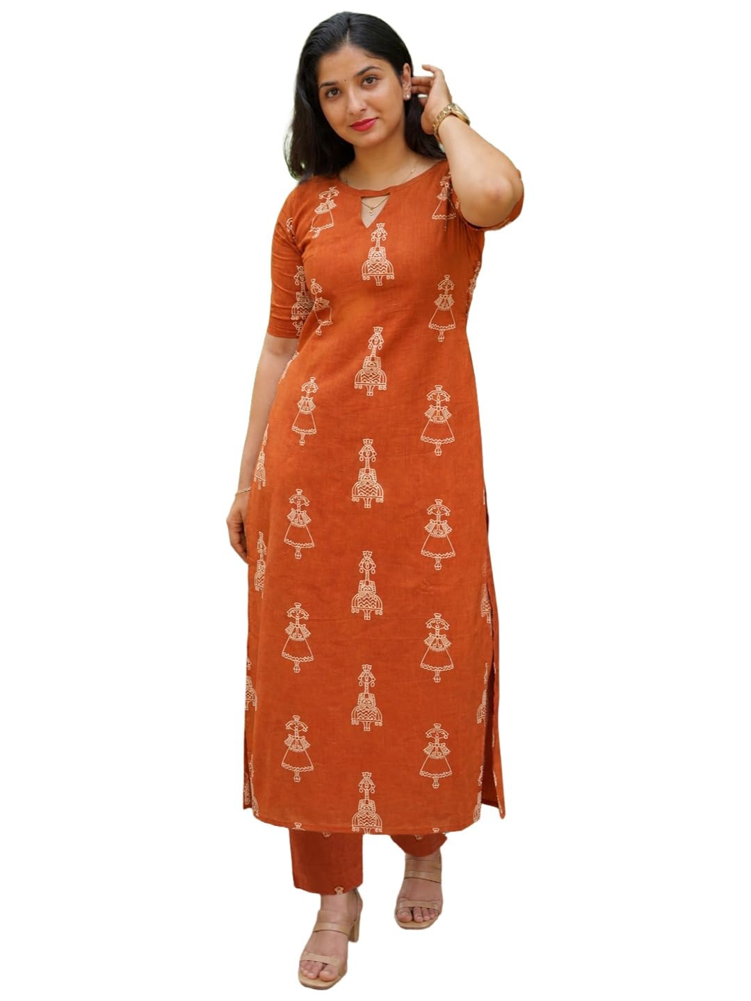 51S6F0xs2BL._SL1440_.jpg GoSriKi Kurta Set for Women Viscose Printed | Kurti Set for Woman | Kurta Pant Set Women | 2 Piece Set Womens | Round Neck Elbow Length Sleeve Regular Fit Stylish Ethnic Outfit Clothing - Image 1