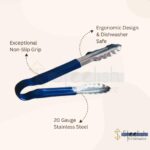 Stainless Steel Utility Tong for Kitchen Frying Cooking BBQ Tong | Serving Tong (Blue) - Image 4
